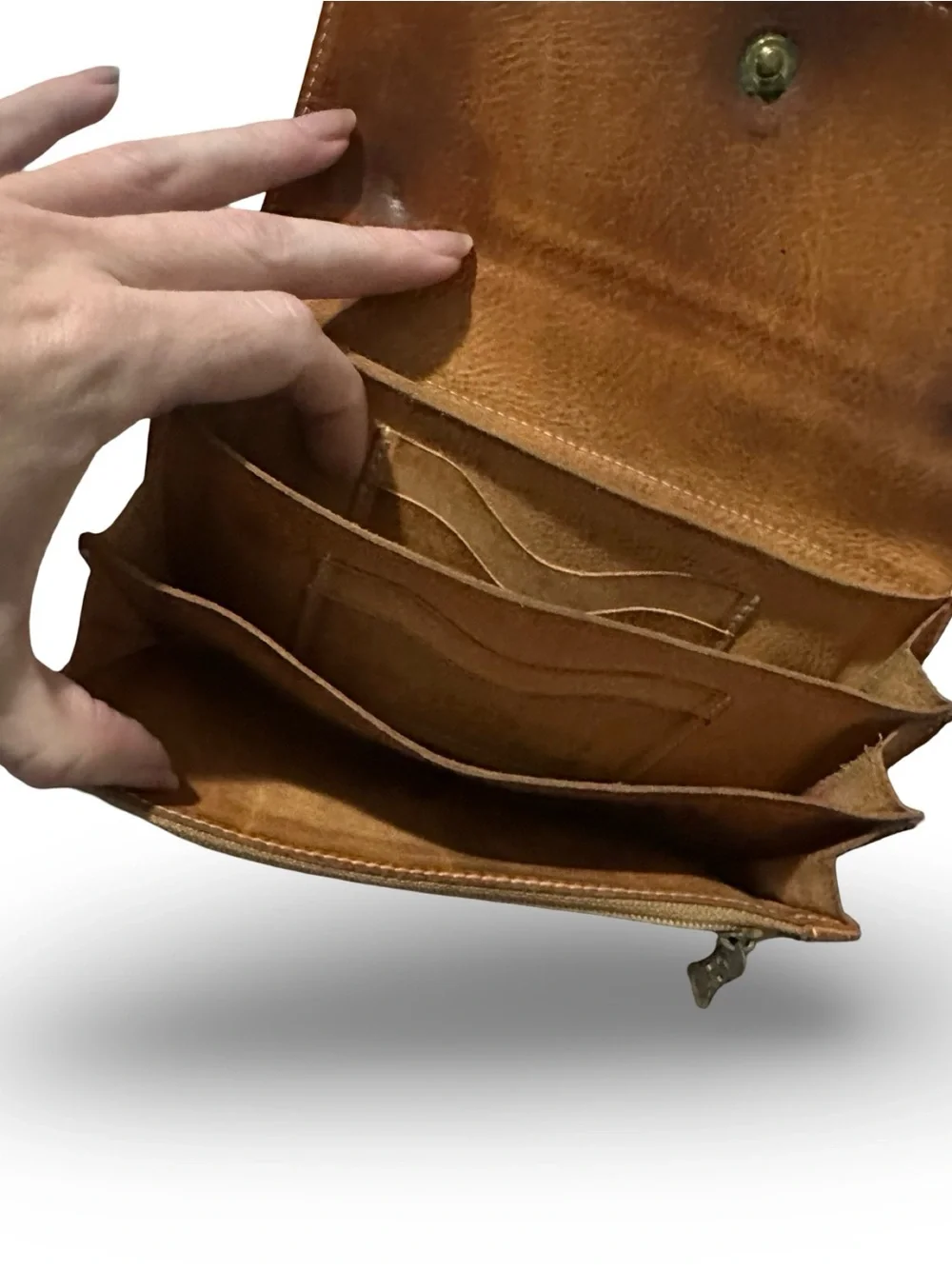 Il Bisonte Men's/Women  Brown Leather Foldover Wallet - Classic Organizer